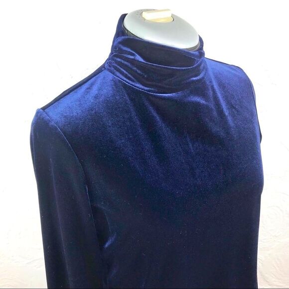 Susan Graver Midnight Blue Velvet Turtleneck Top - Picture 2 of 7